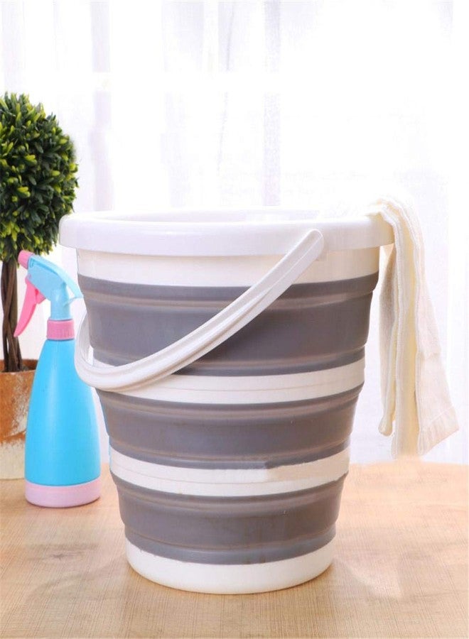 ONCARNIVAL Oncaarnival 10L Portable Folding Plastic Round Bucket Cleaning Tools Laundry Basket Water Storage Basin Vegetable Fruits Basket Accessories, Grey - Image 1